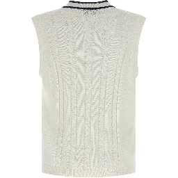 White Cotton Sleeveles Sweater