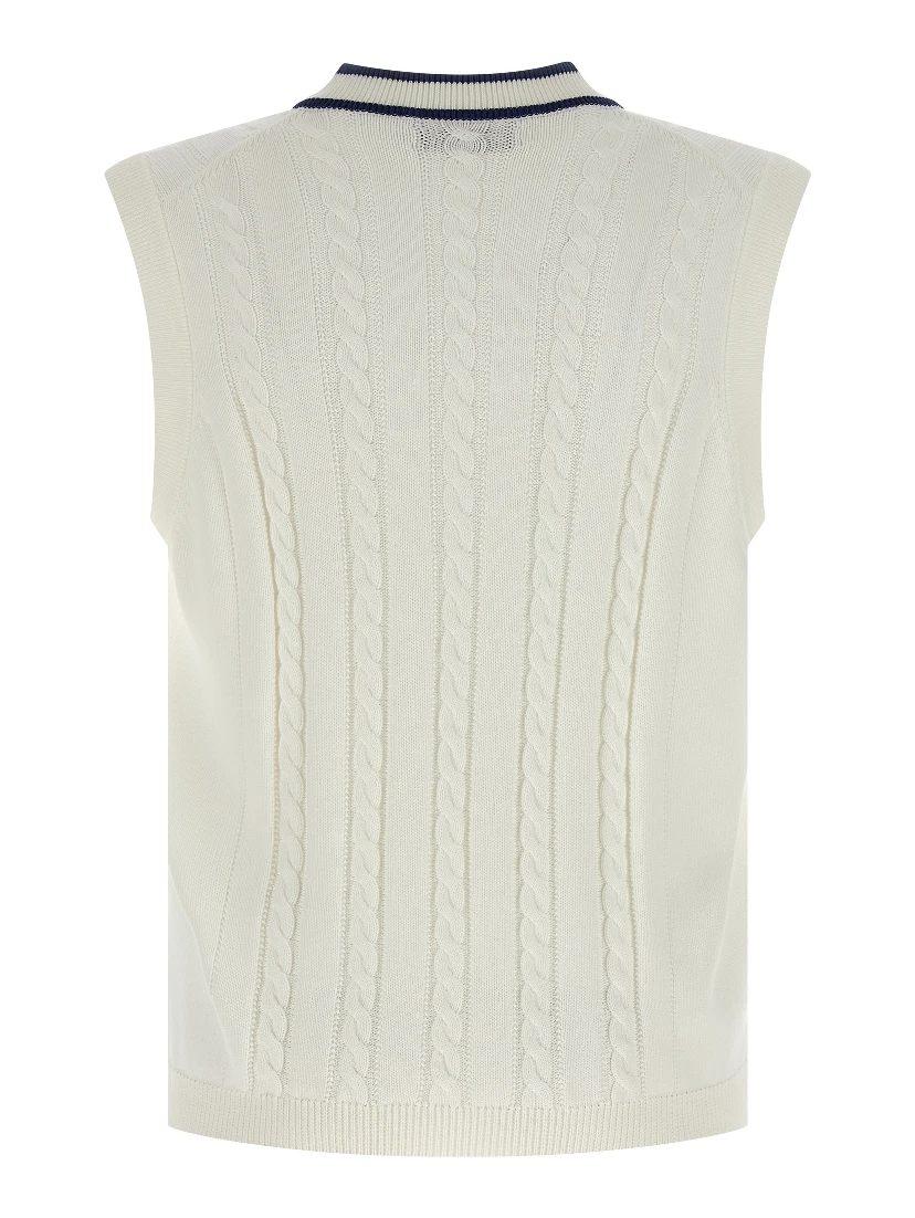 White Cotton Sleeveles Sweater