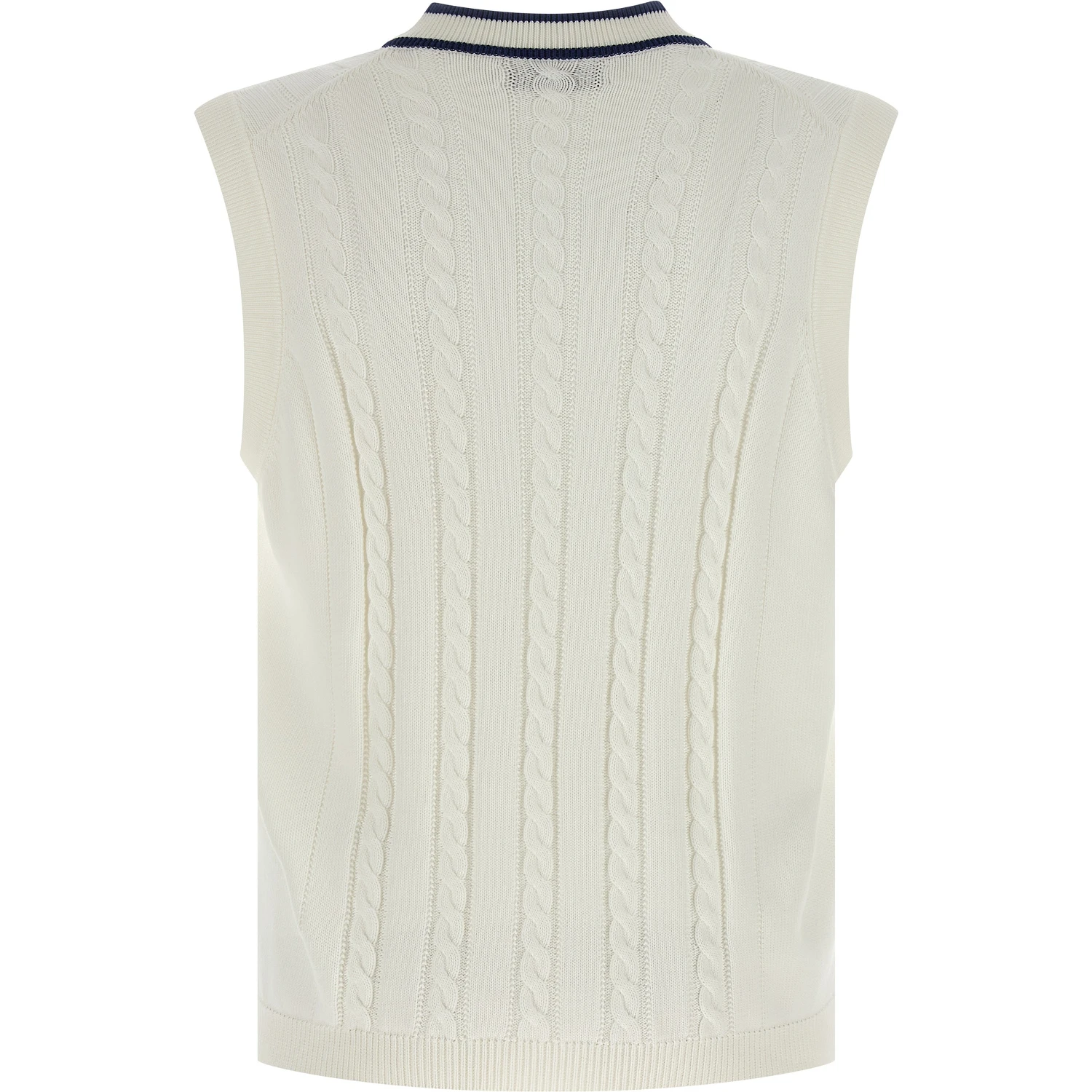 White Cotton Sleeveles Sweater