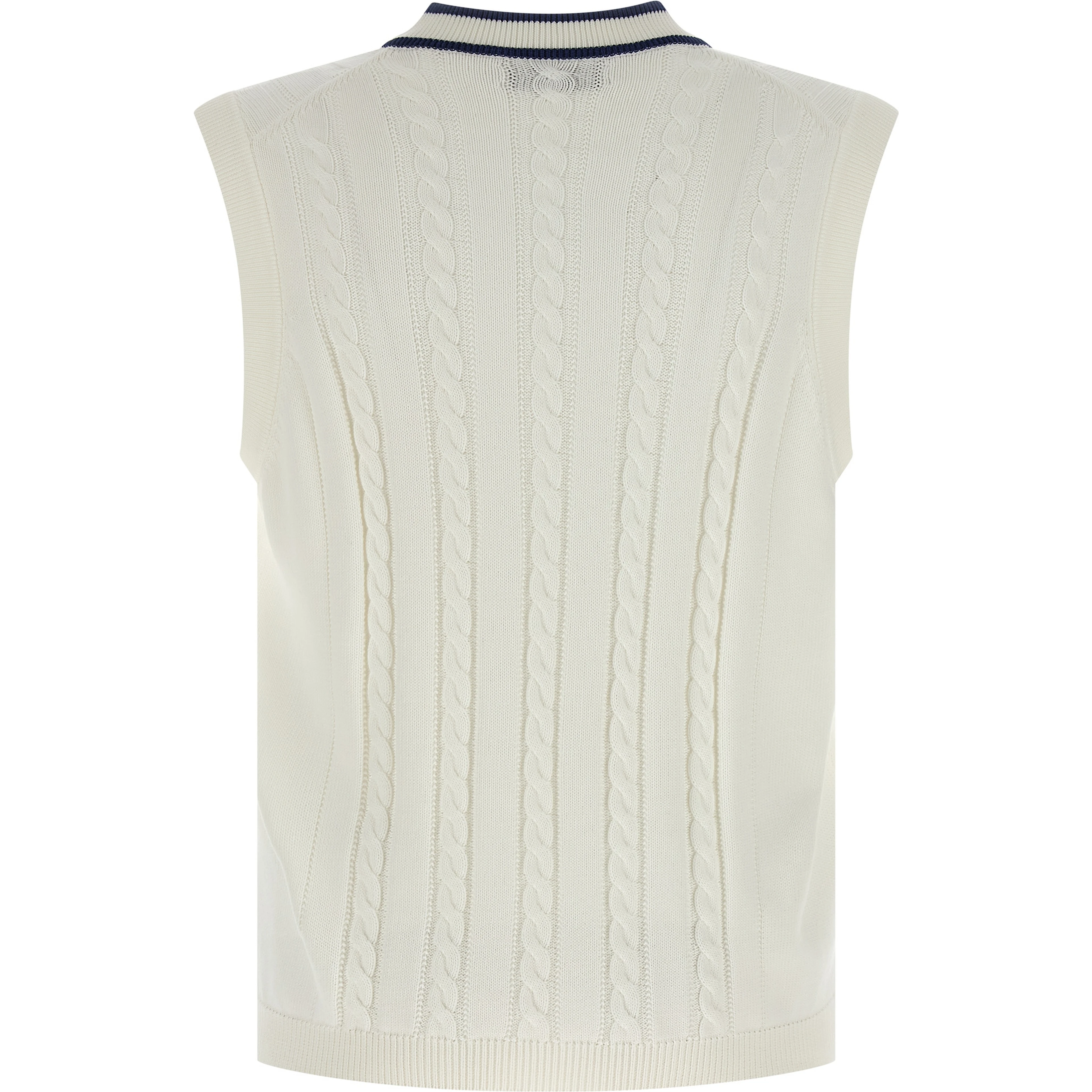 White Cotton Sleeveles Sweater