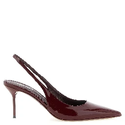 Bordeaux Calfskin Mid Heel Pumps