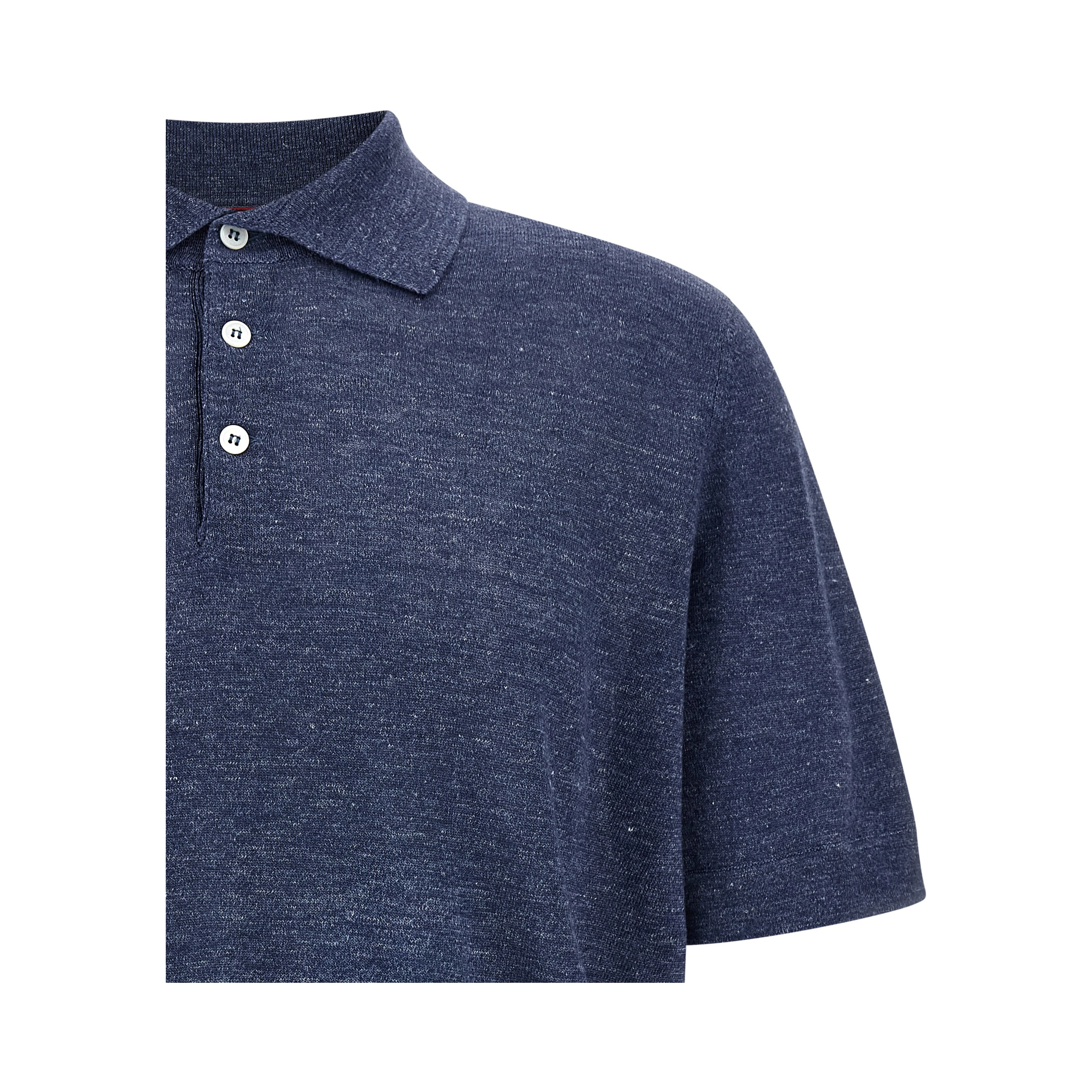 Blue Linen Polo Shirt