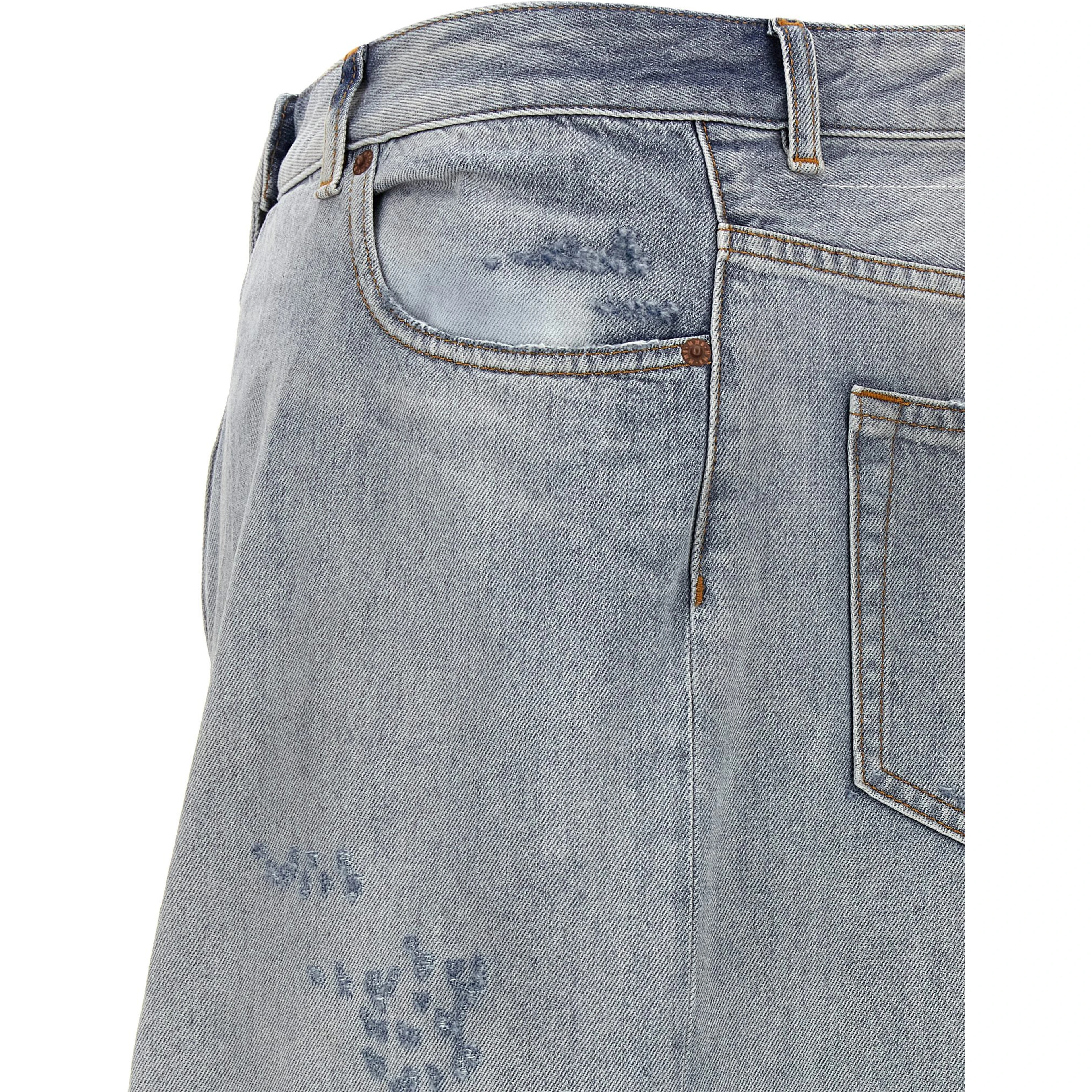 Blue Cotton Mini Skirt
