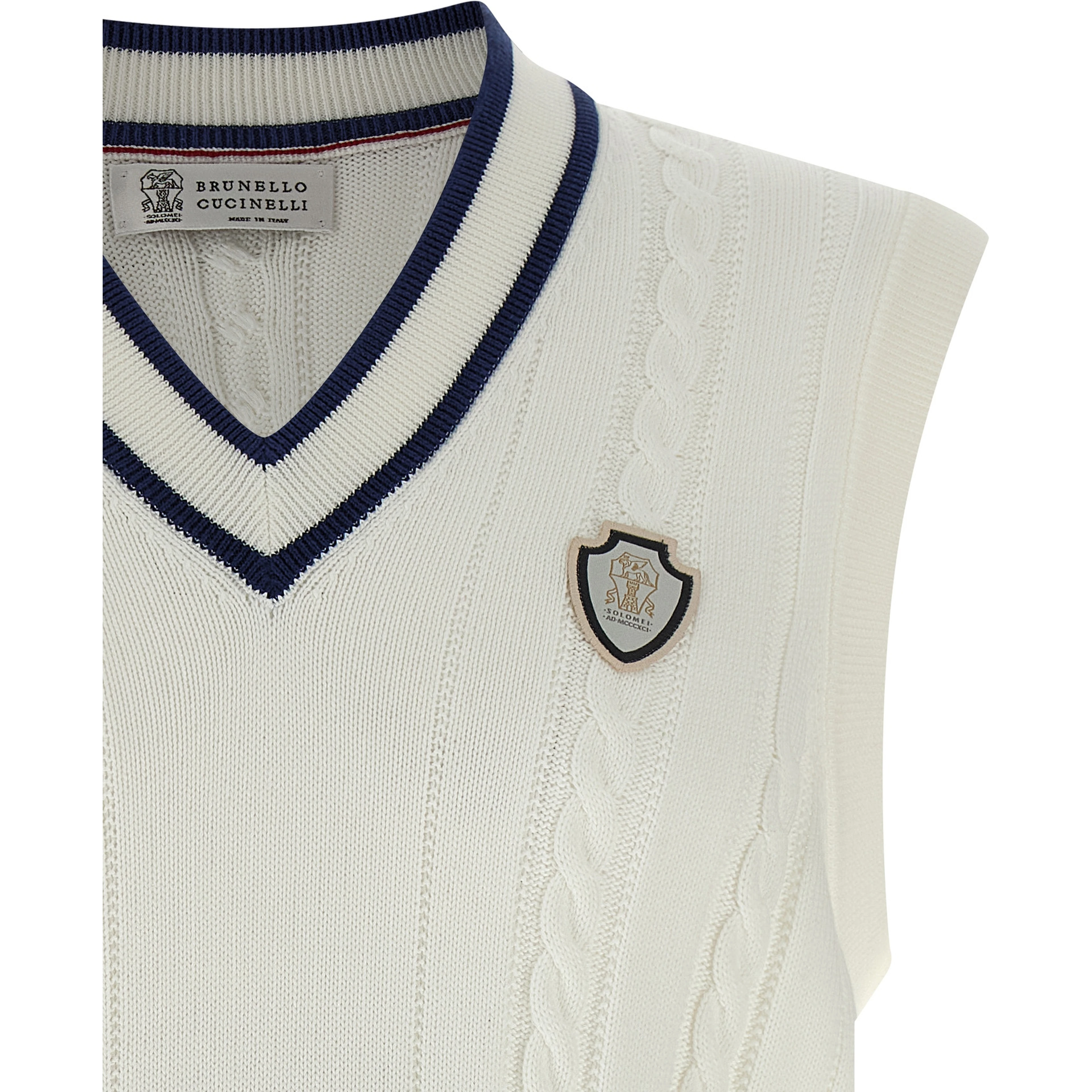 White Cotton Sleeveles Sweater