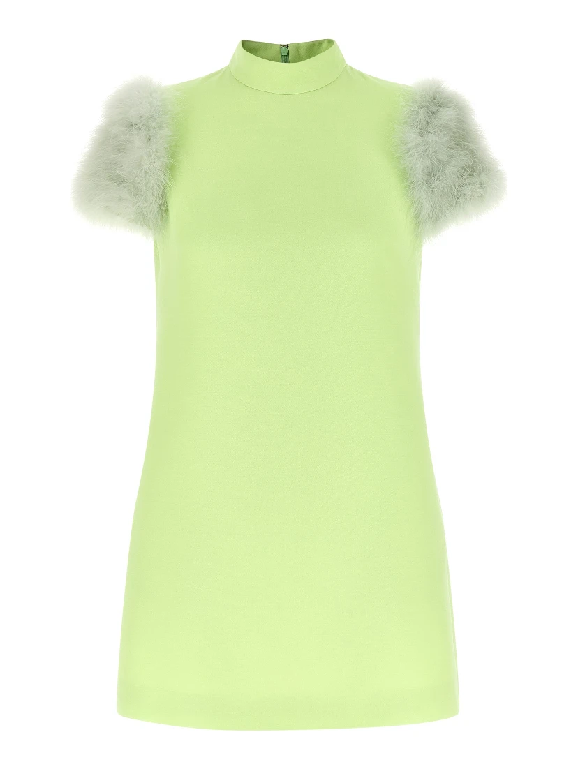Bicolor Virgin Wool Short Dress