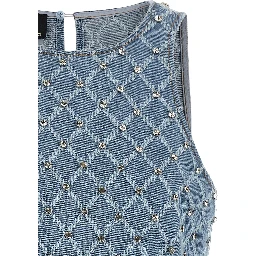 Blue Cotton Short Dress