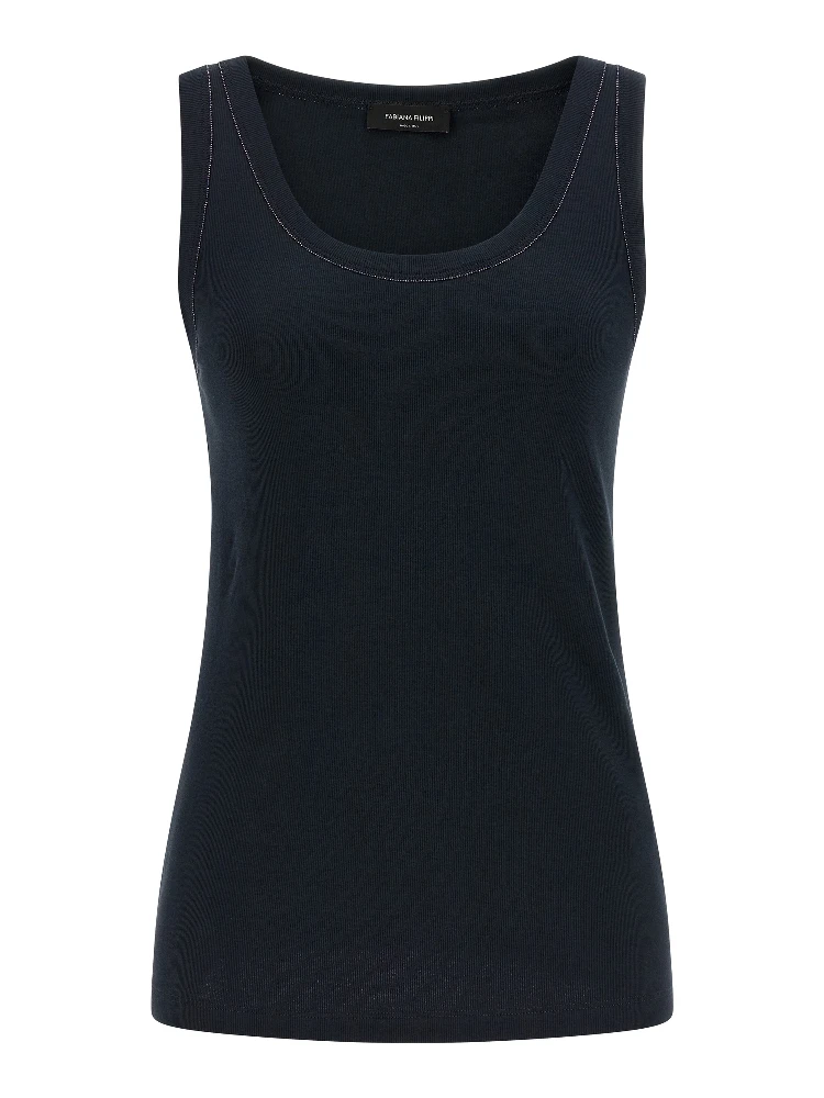 Blue Cotton Sleeveles T-Shirt