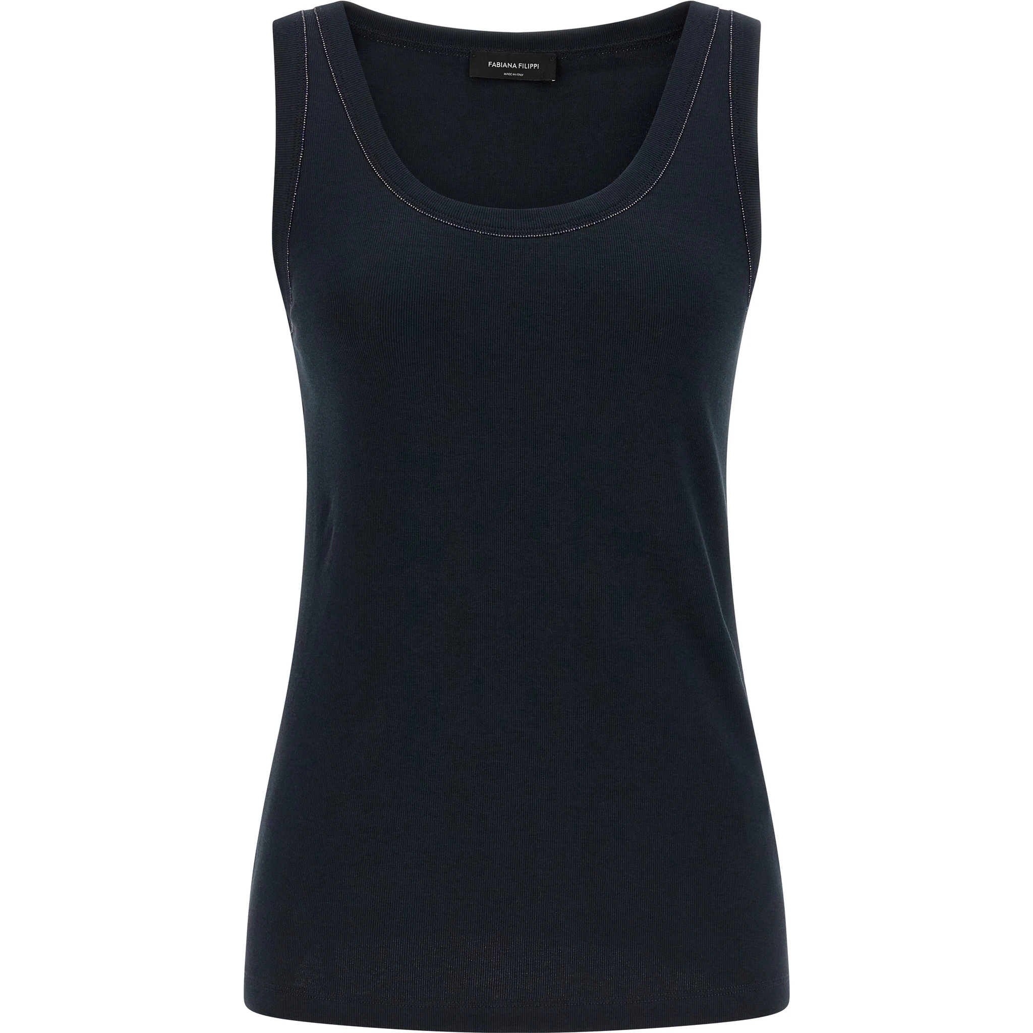 Blue Cotton Sleeveles T-Shirt