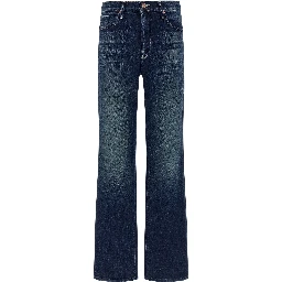 Blue Cotton Straight-Leg Jeans