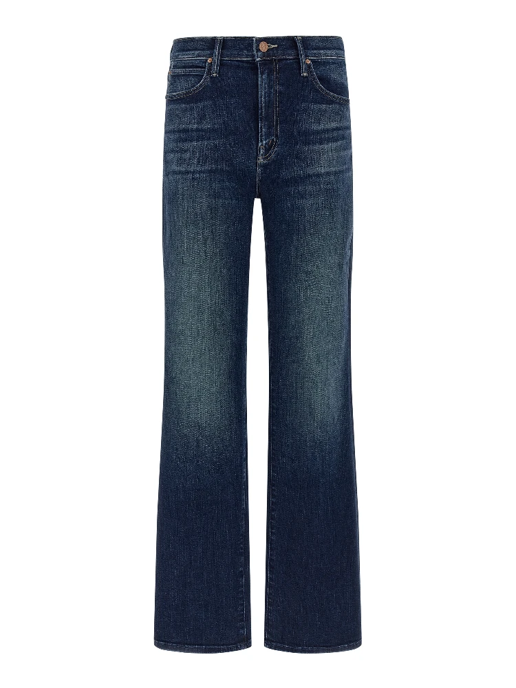 Blue Cotton Straight-Leg Jeans
