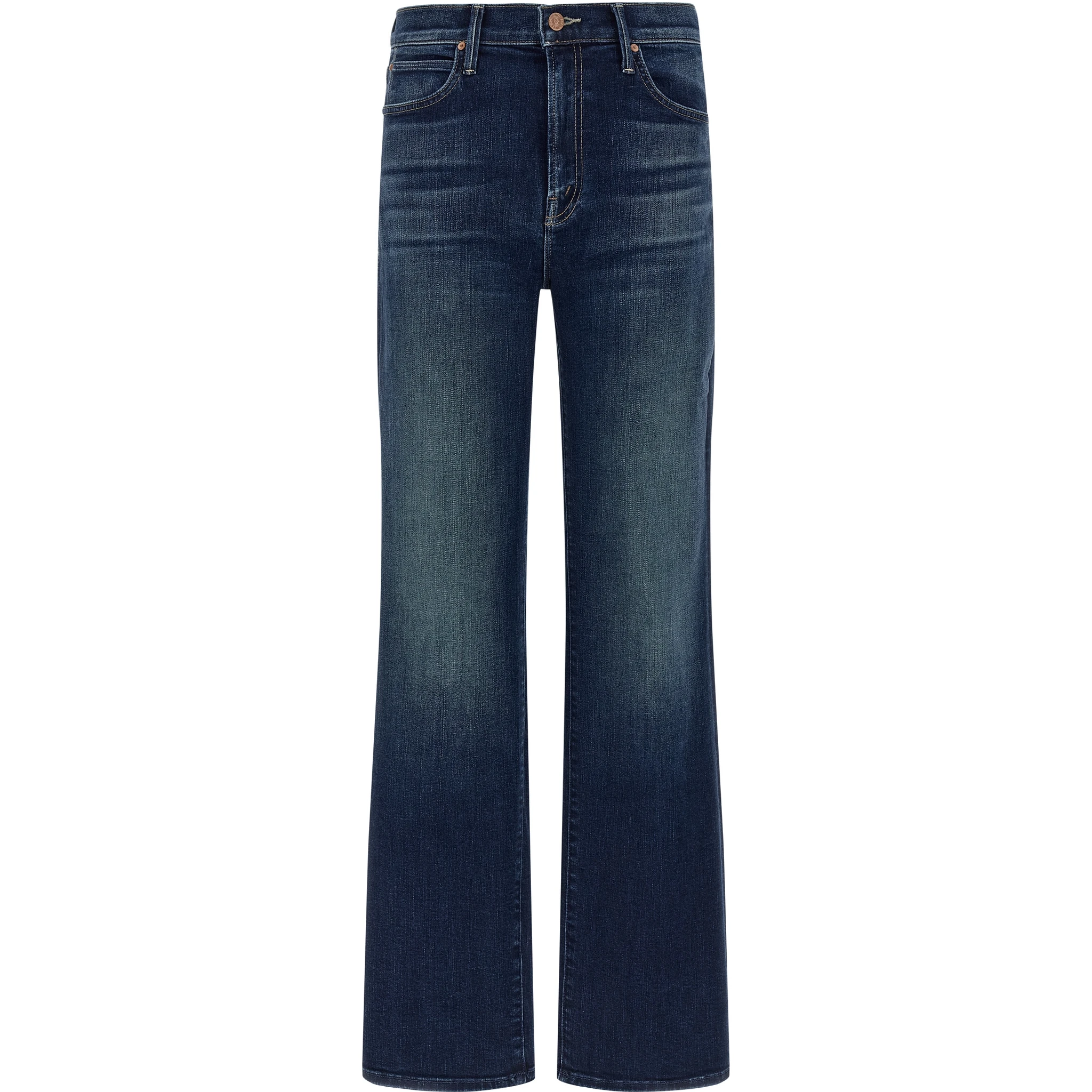 Blue Cotton Straight-Leg Jeans