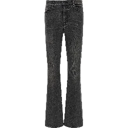 Gray Cotton Flared Jeans