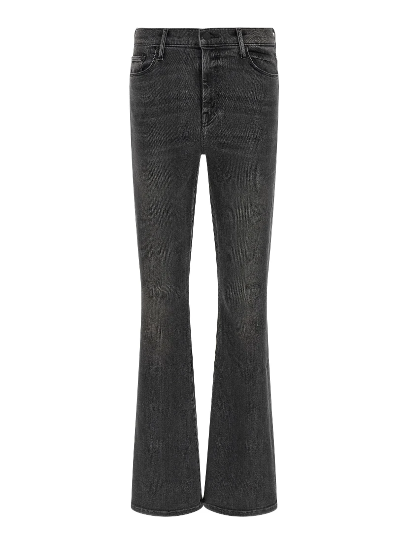 Gray Cotton Flared Jeans
