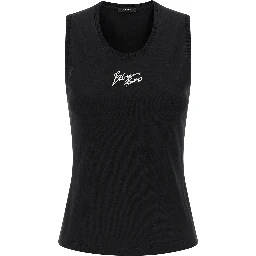 Black Cotton Sleeveles T-Shirt