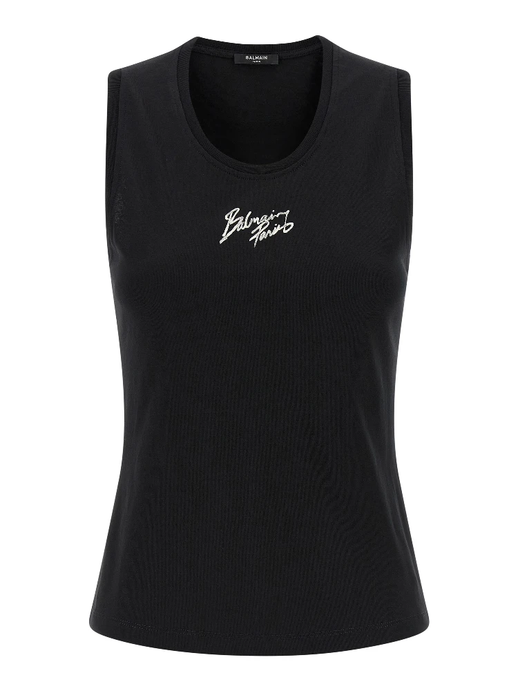 Black Cotton Sleeveles T-Shirt