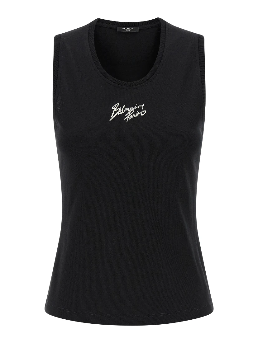 Black Cotton Sleeveles T-Shirt