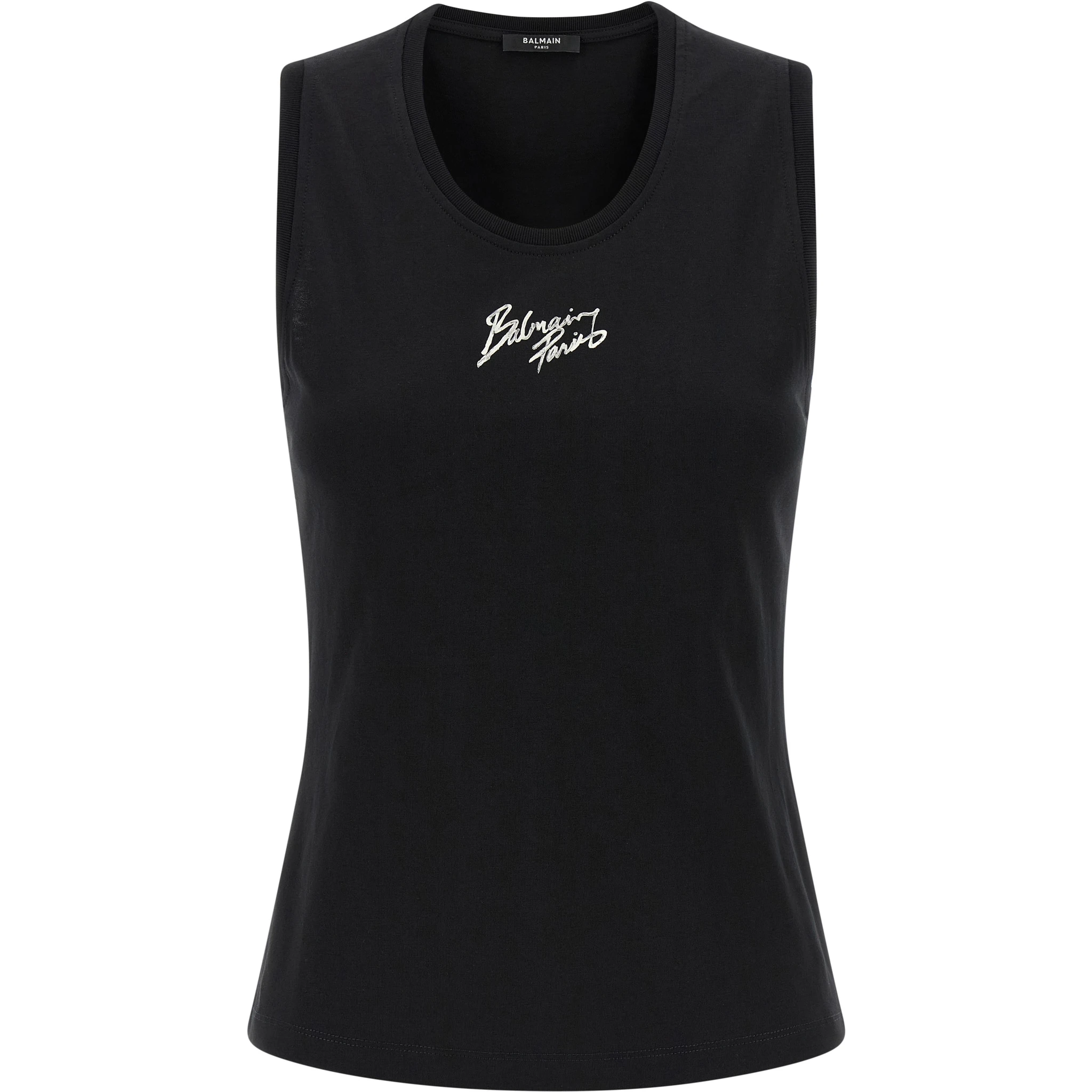 Black Cotton Sleeveles T-Shirt