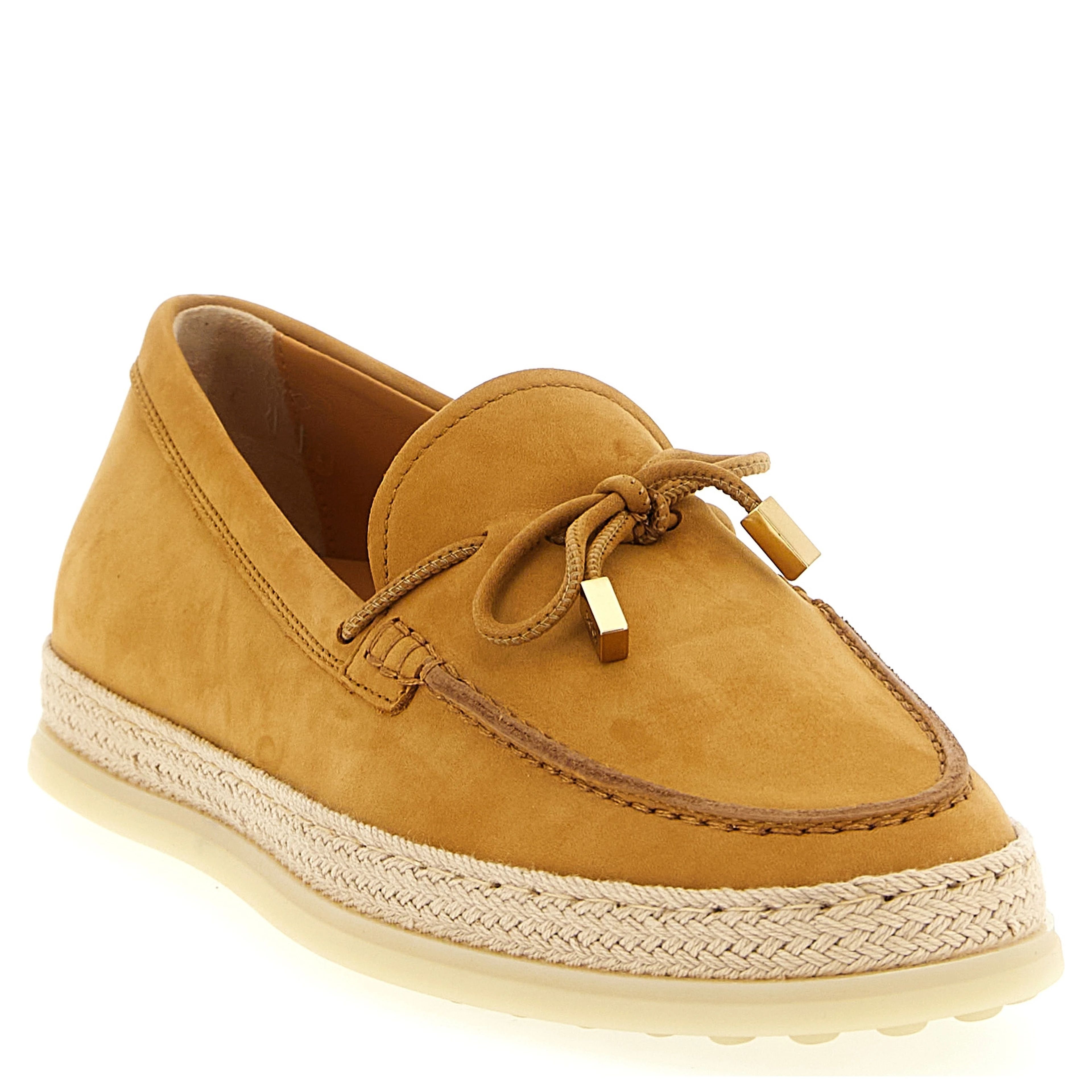Beige Calfskin Slip-On Loafers