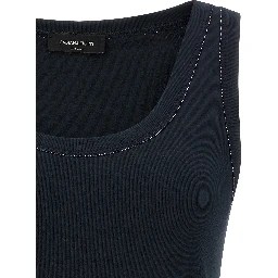 Blue Cotton Sleeveles T-Shirt