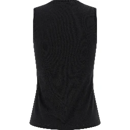 Black Cotton Sleeveles T-Shirt