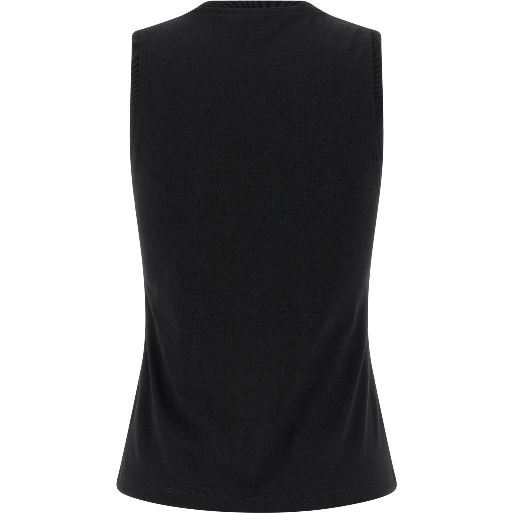 Black Cotton Sleeveles T-Shirt