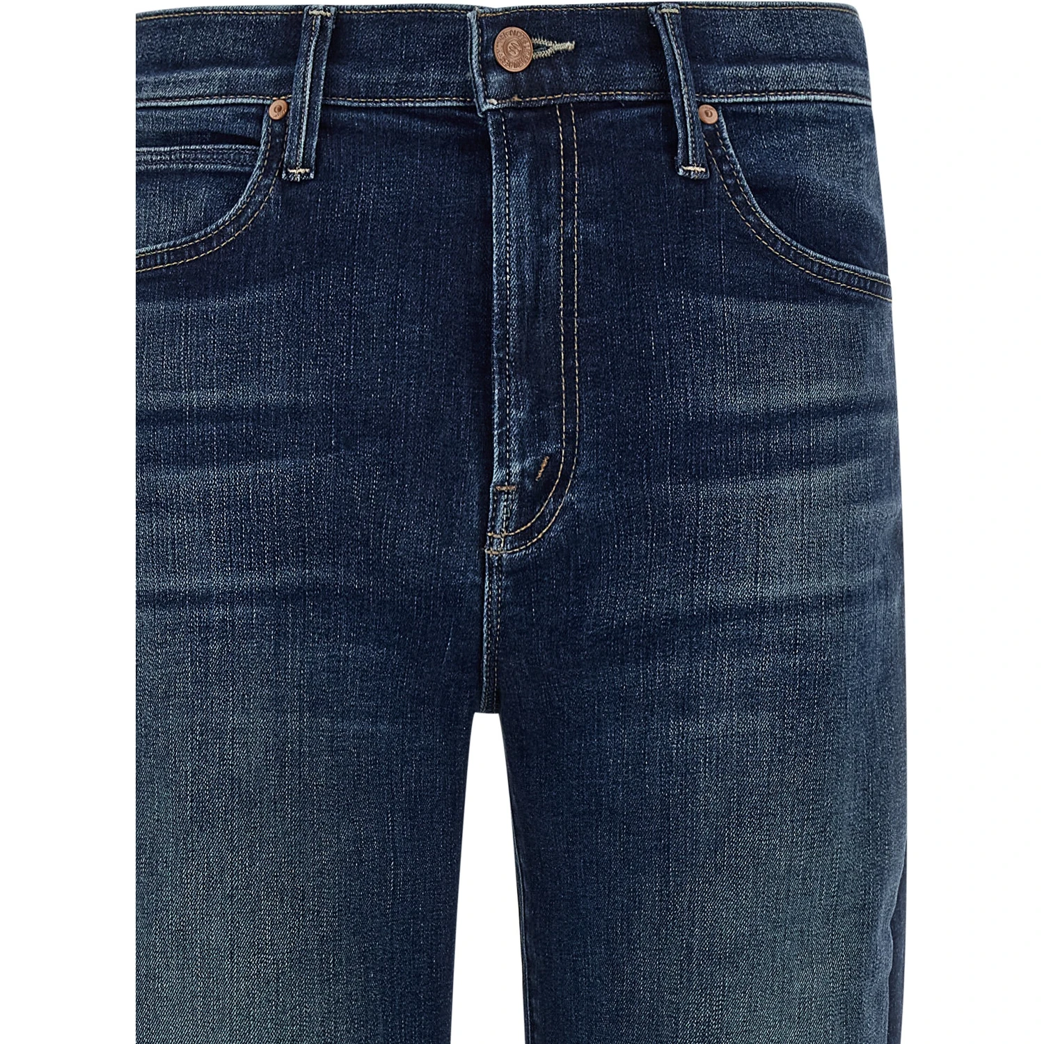 Blue Cotton Straight-Leg Jeans