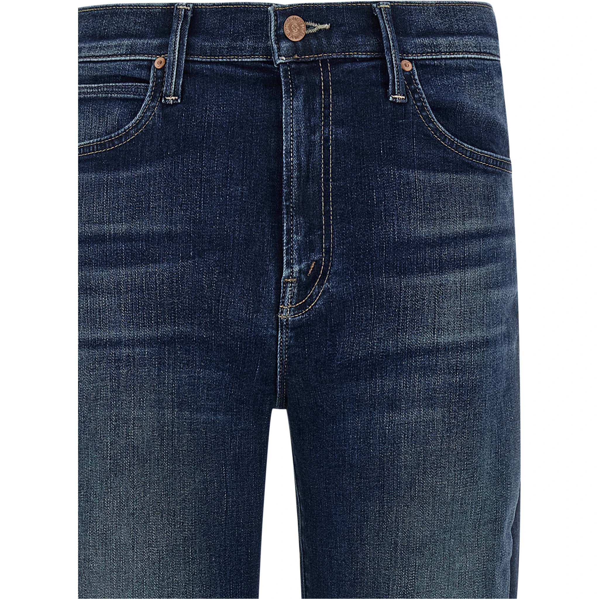 Blue Cotton Straight-Leg Jeans