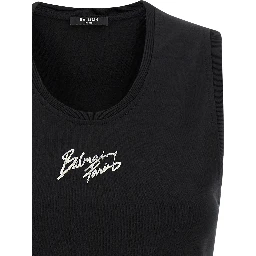Black Cotton Sleeveles T-Shirt