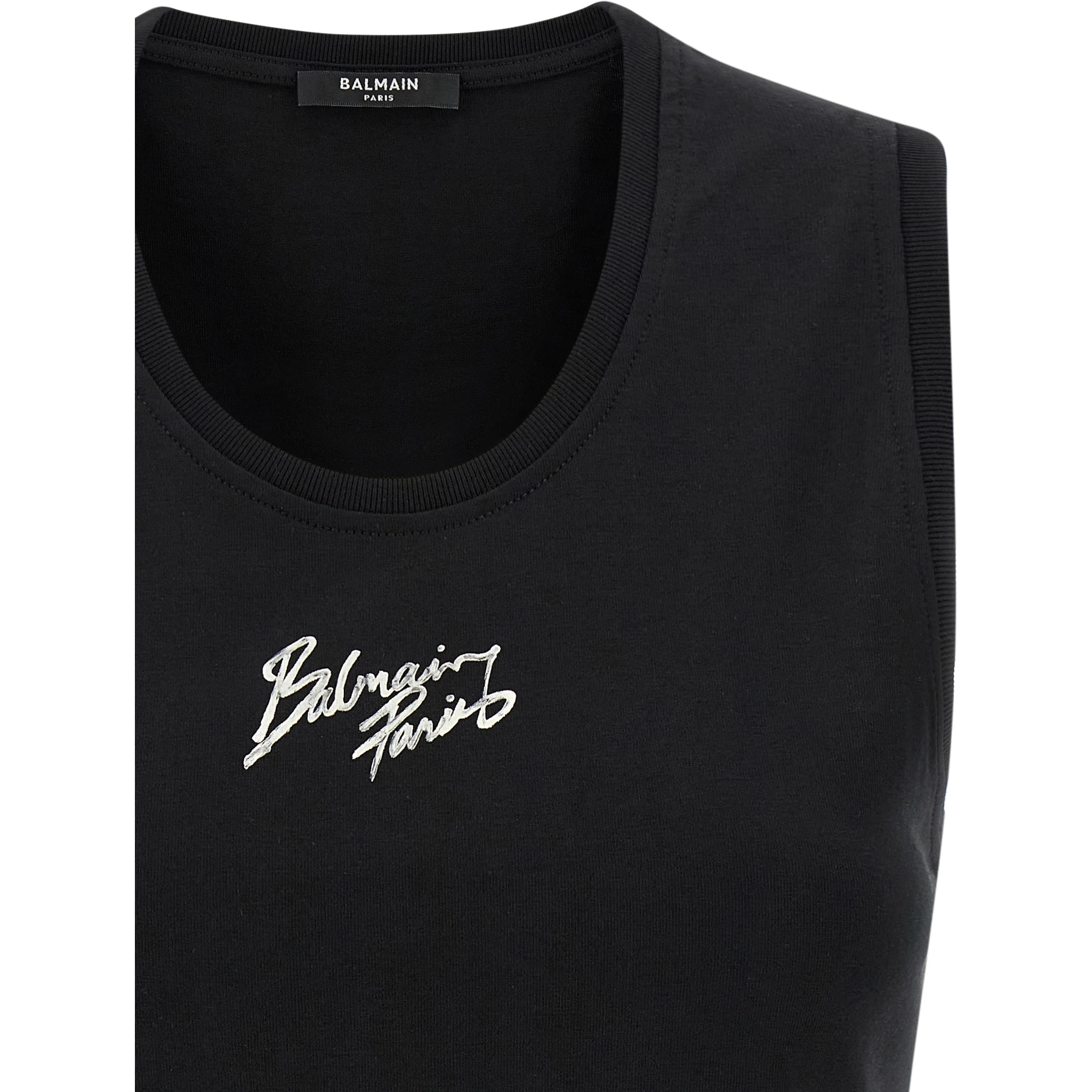Black Cotton Sleeveles T-Shirt