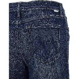 Blue Cotton Straight-Leg Jeans