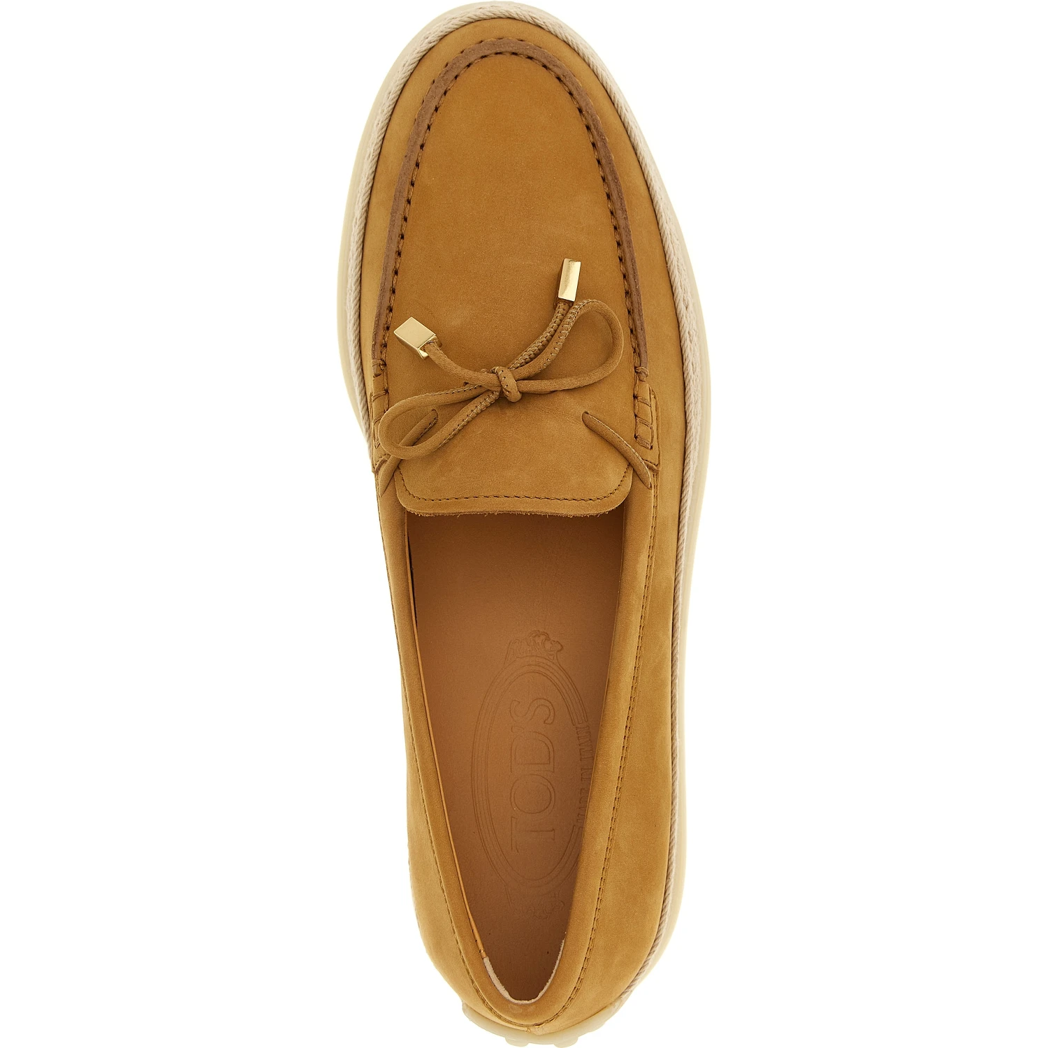 Beige Calfskin Slip-On Loafers