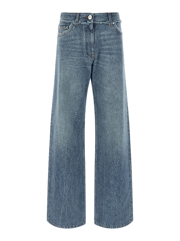 Blue Cotton Boyfriend Jeans