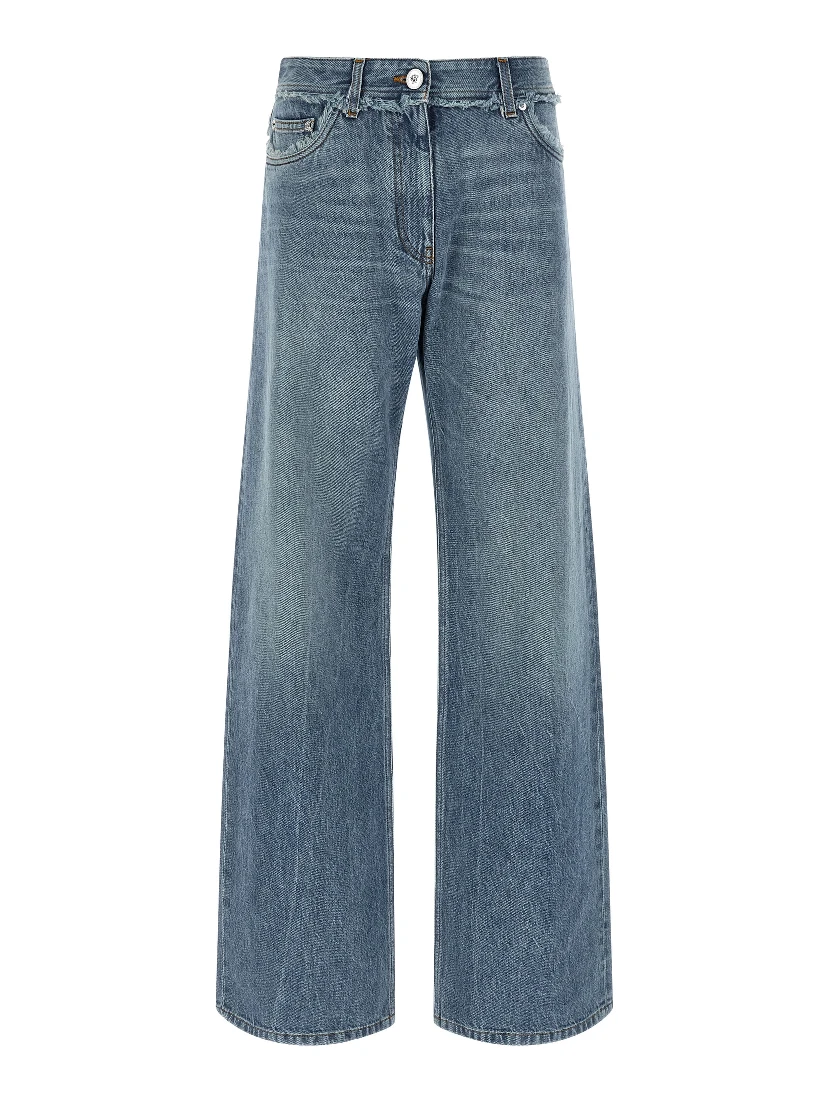 Blue Cotton Boyfriend Jeans
