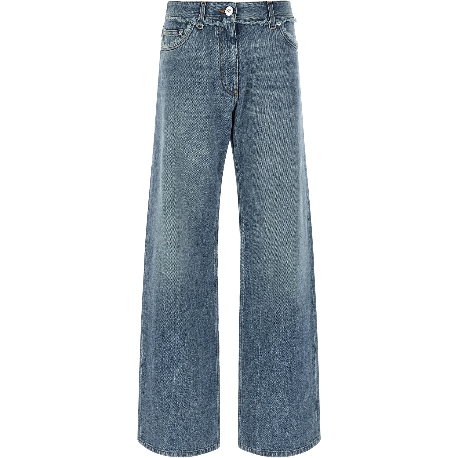 Blue Cotton Boyfriend Jeans
