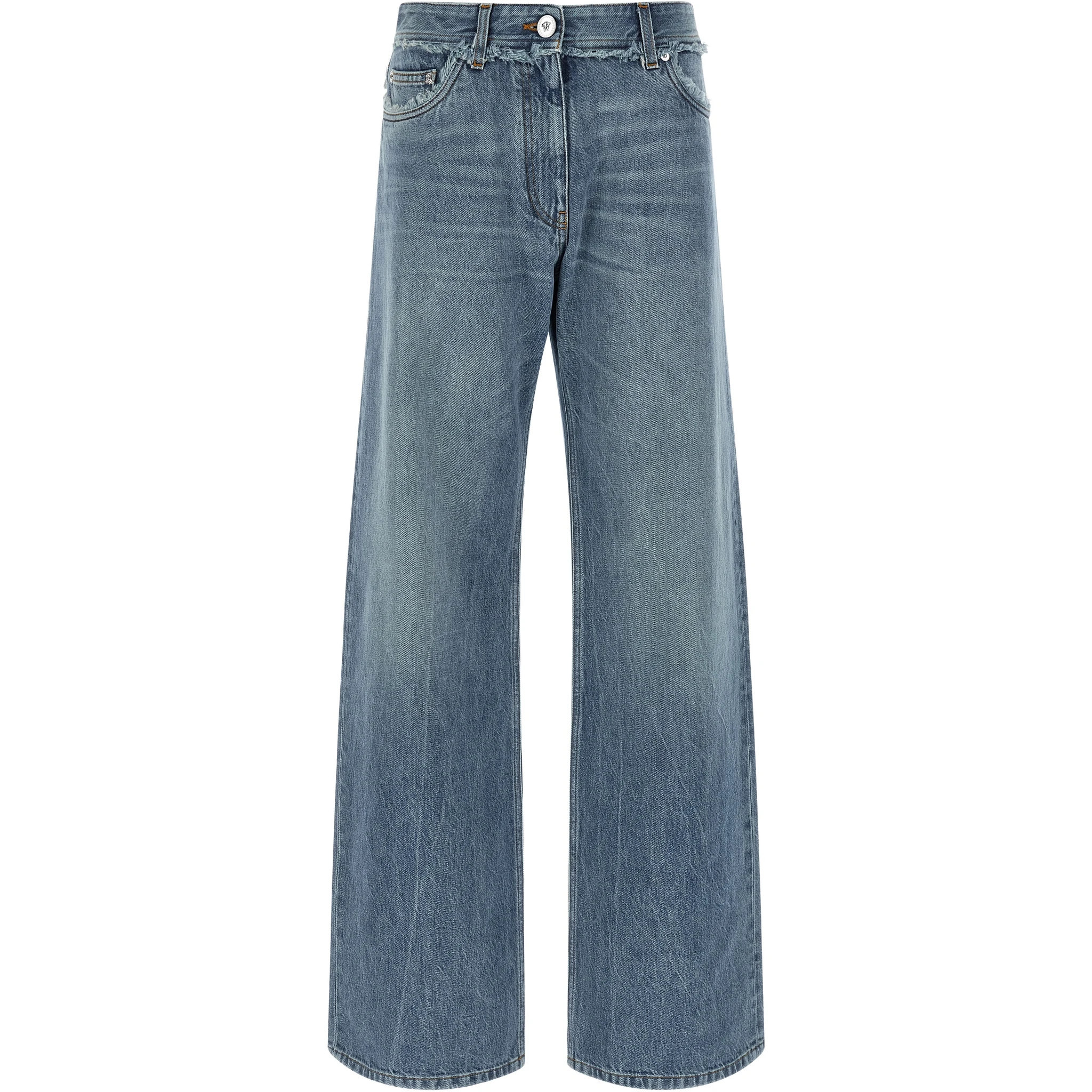 Blue Cotton Boyfriend Jeans
