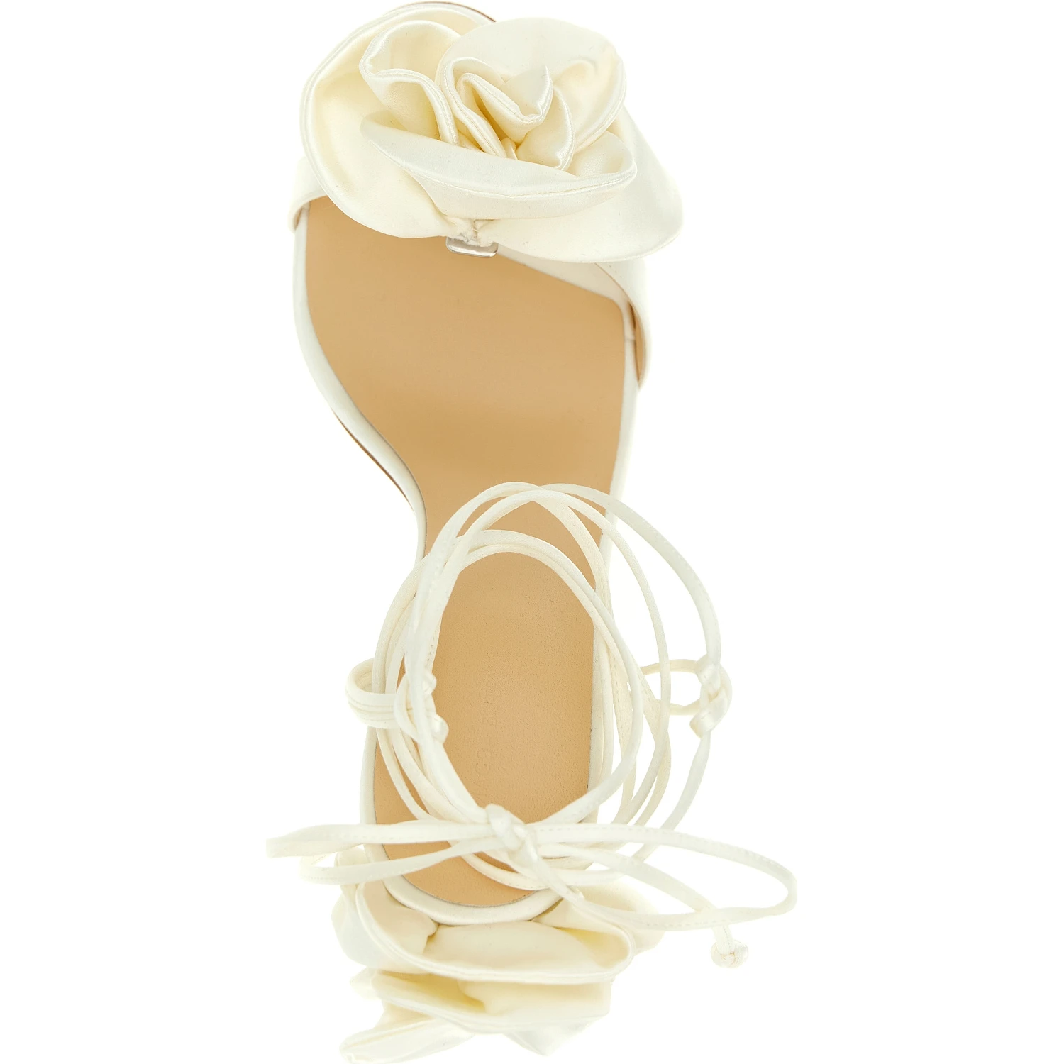 White Viscose Stiletto Heel Sandals