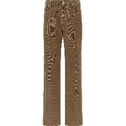 Beige Cotton Straight-Leg Jeans