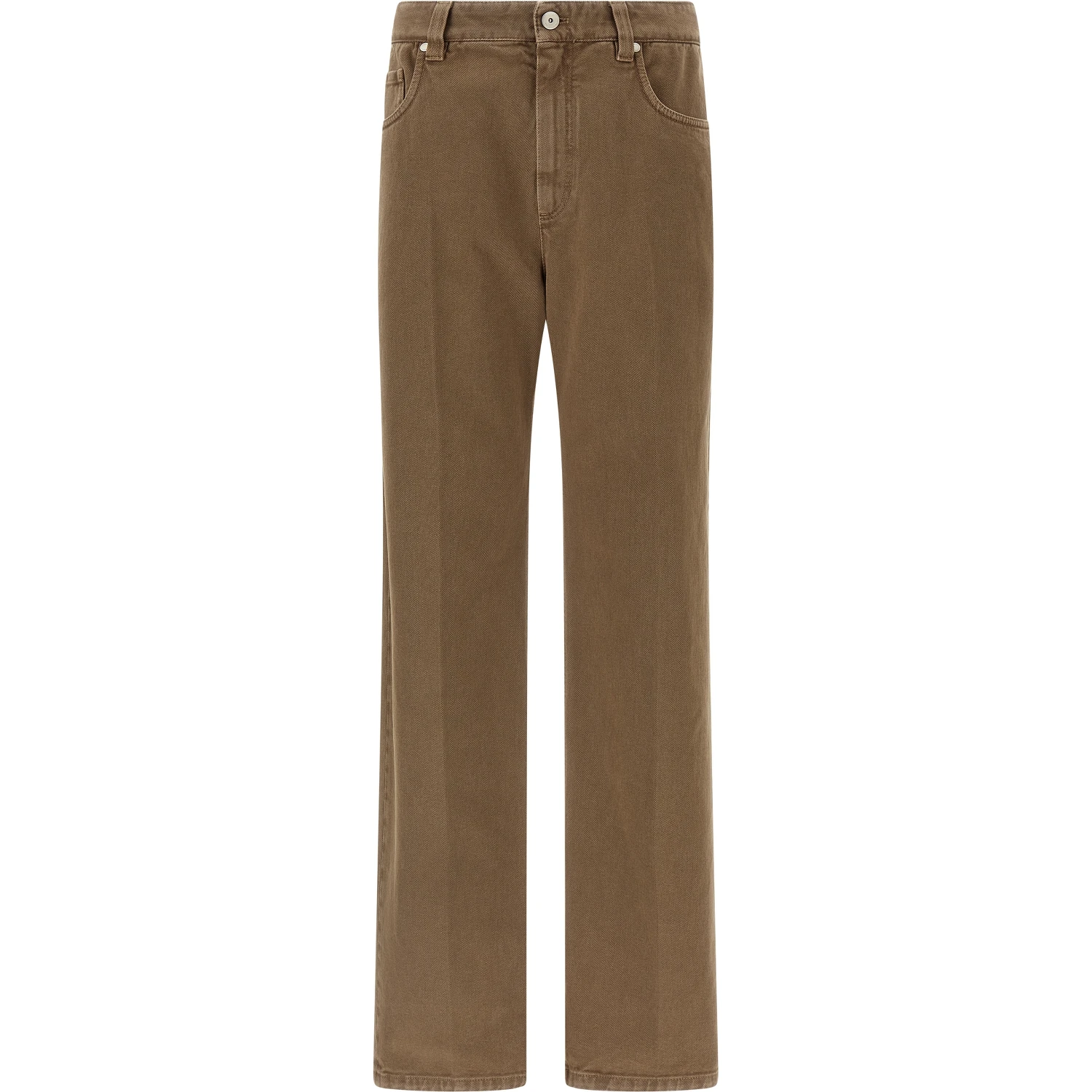 Beige Cotton Straight-Leg Jeans