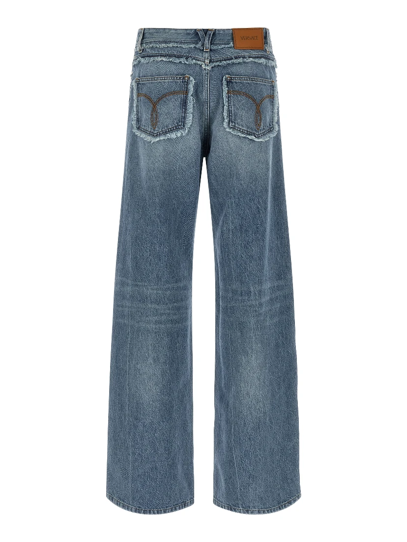 Blue Cotton Boyfriend Jeans