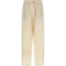 White Viscose Casual Pants