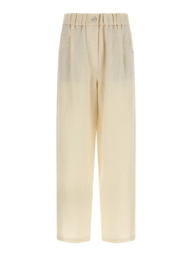 White Viscose Casual Pants