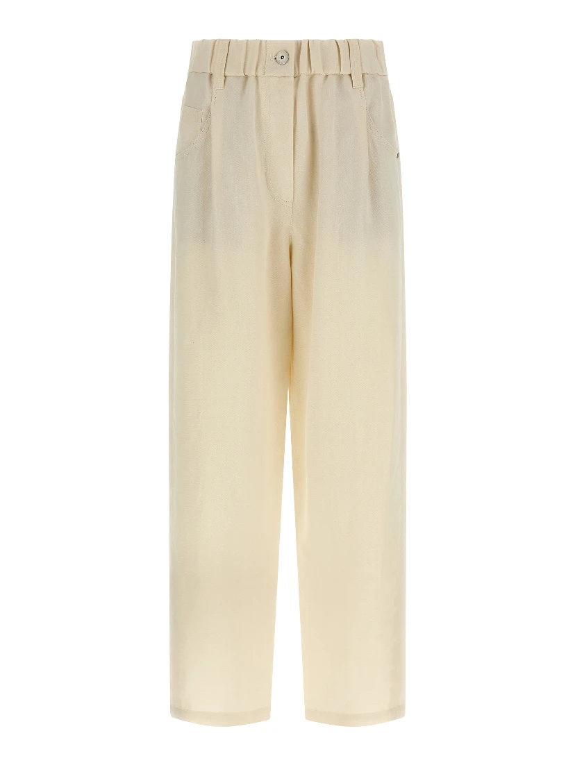 White Viscose Casual Pants