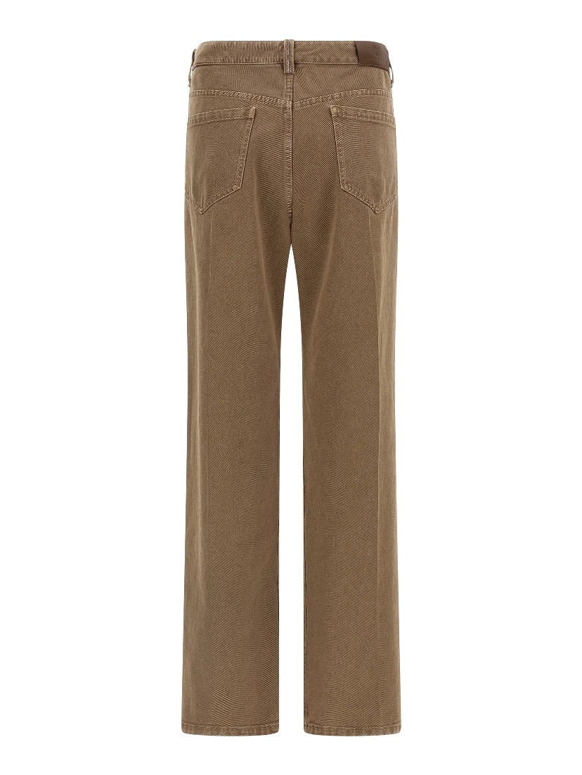 Beige Cotton Straight-Leg Jeans