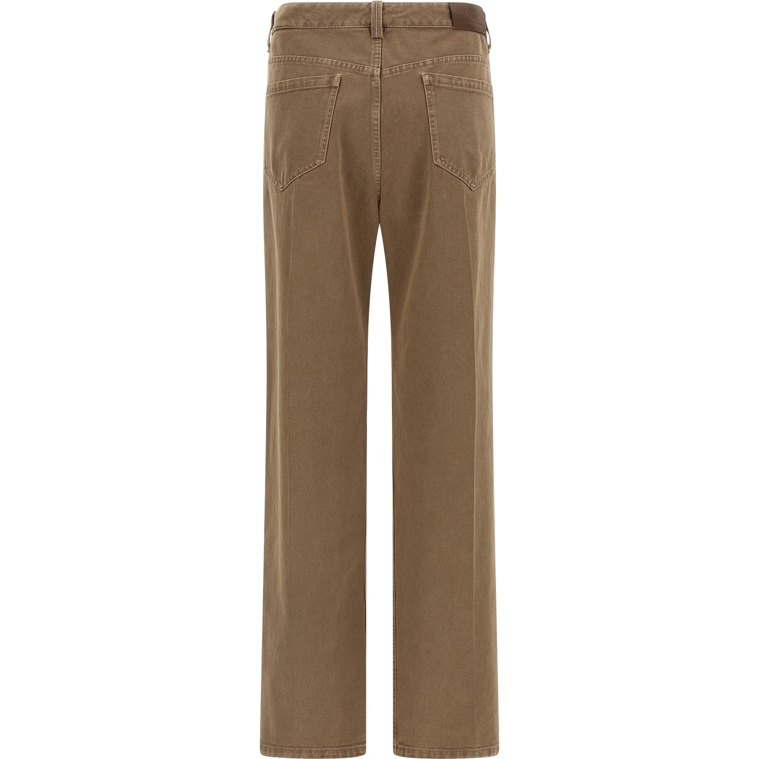 Beige Cotton Straight-Leg Jeans