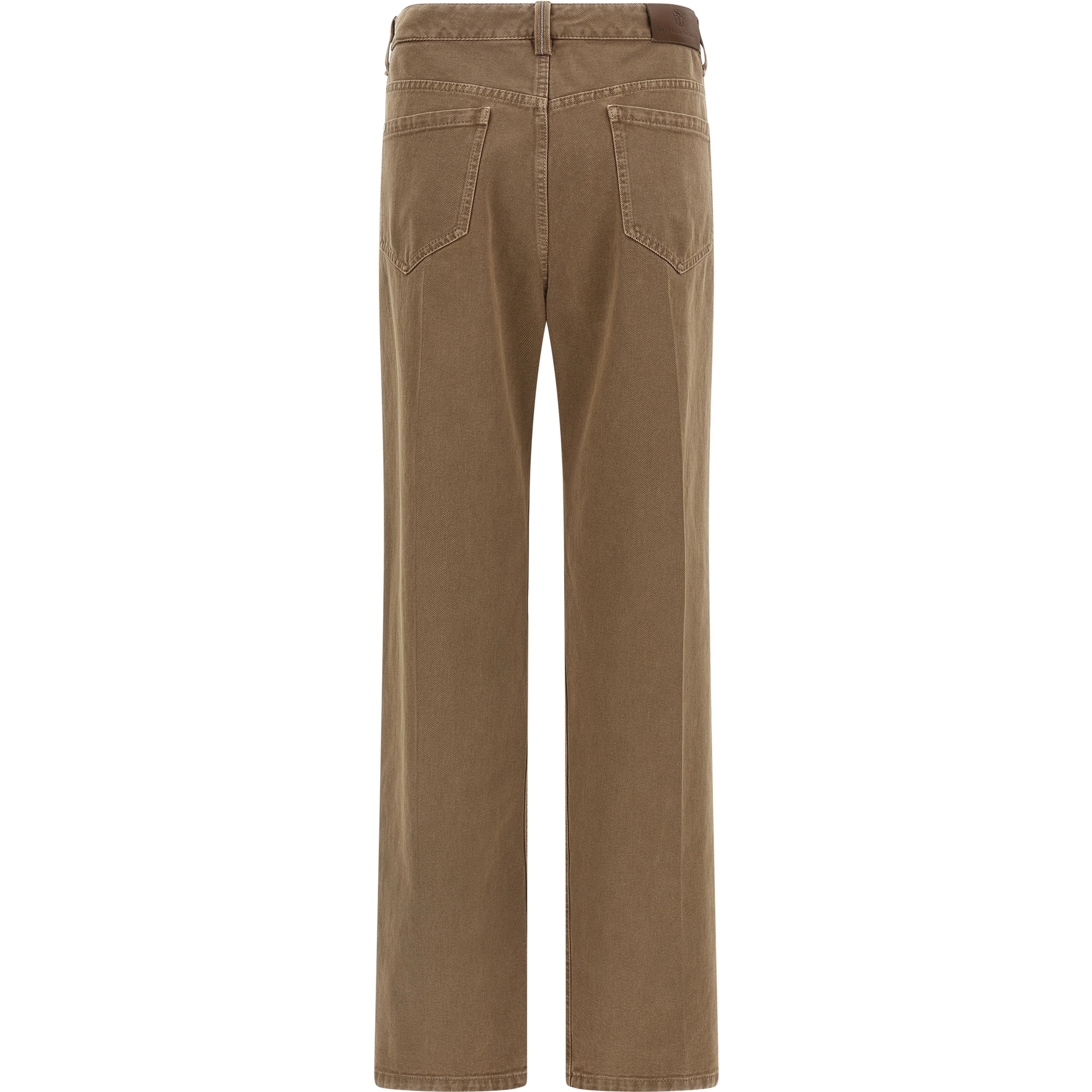 Beige Cotton Straight-Leg Jeans