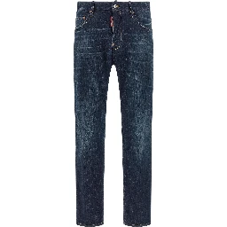 Blue Cotton Straight-Leg Jeans