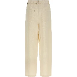 White Viscose Casual Pants