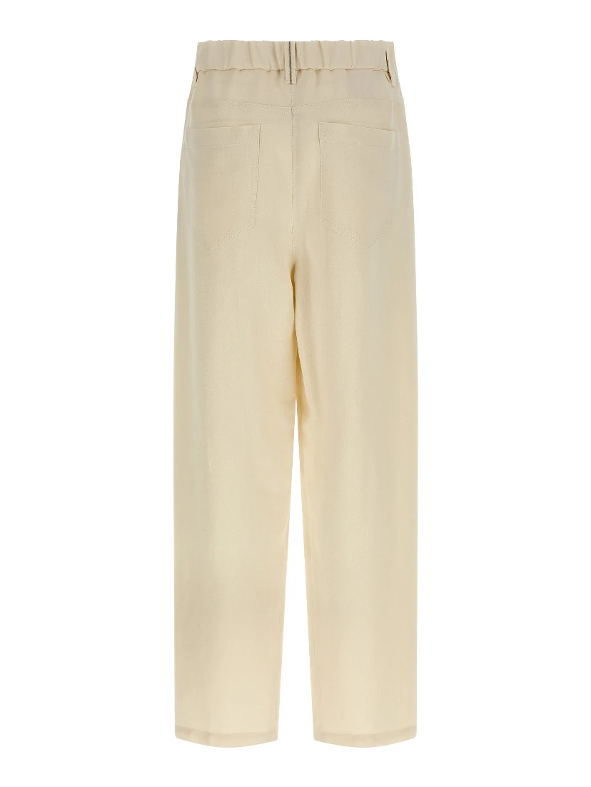 White Viscose Casual Pants