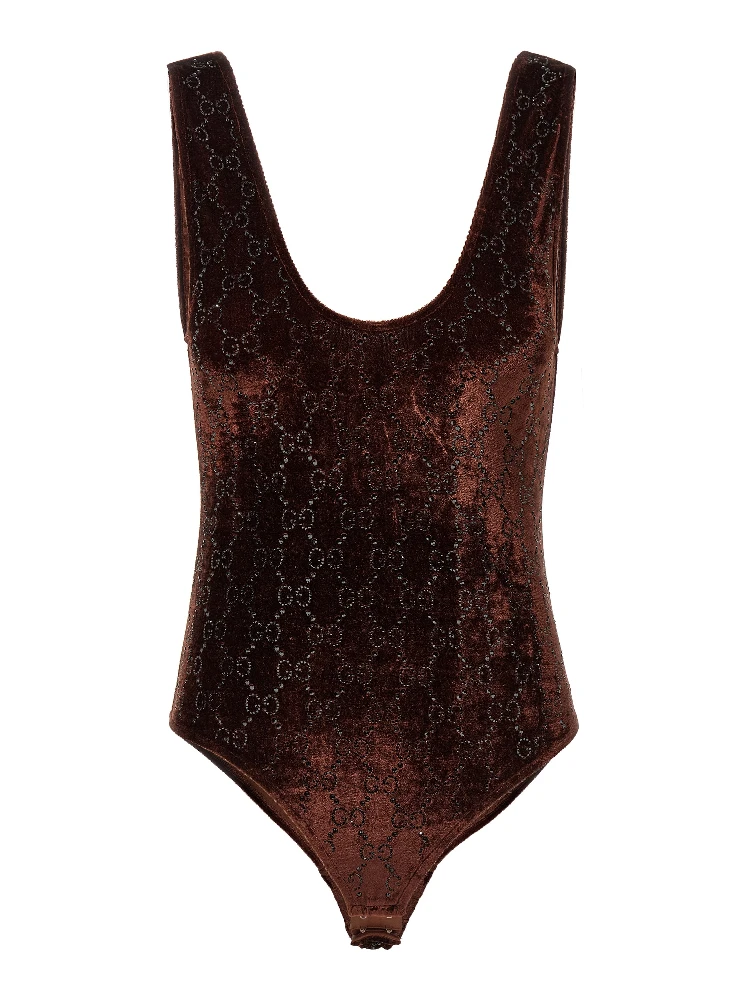 Brown Polyamide Bodysuit