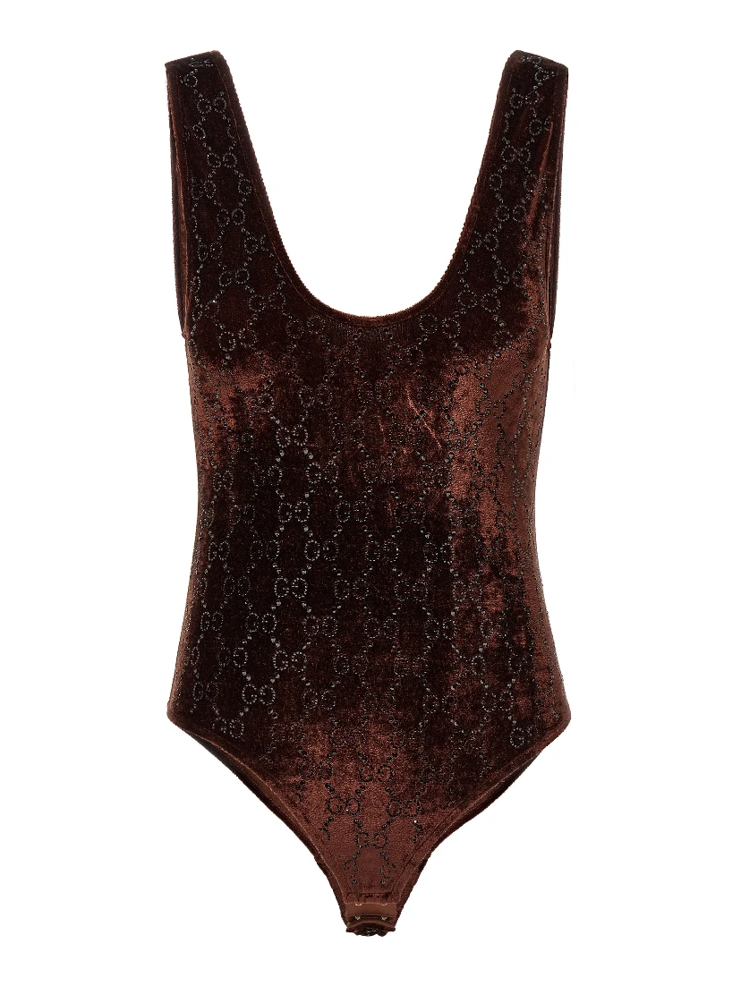 Brown Polyamide Bodysuit